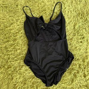 Reformation Black Bow Tie One Piece